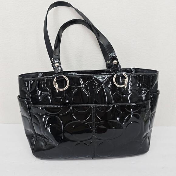 Coach Embossed Patent Leather Purse Shoulder Bag Black - Picture 2 of 8